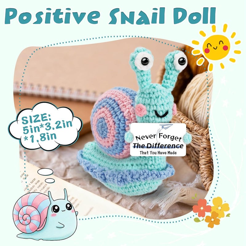 Hoedia Inspirational Snail Thanksgiving Christmas Gifts for Teacher Coworker Employee or People with Depression, Unique Positive Crochet Animals, Thank You Present Home Decorations for Birthday Retirement - Image 2